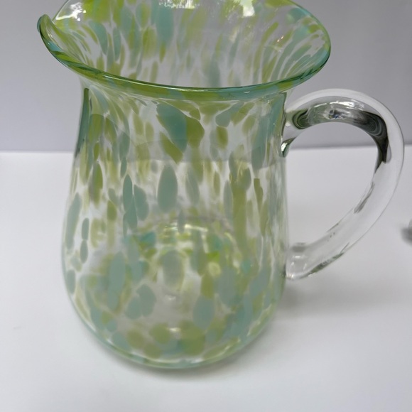 Elegant Murano Glass Pitcher Green / Blue / Clear, 9” Tall - Picture 7 of 9